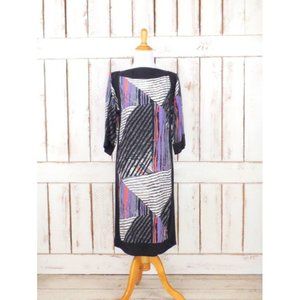 Vintage Argenti black, ivory, and purple striped silk pullover dress